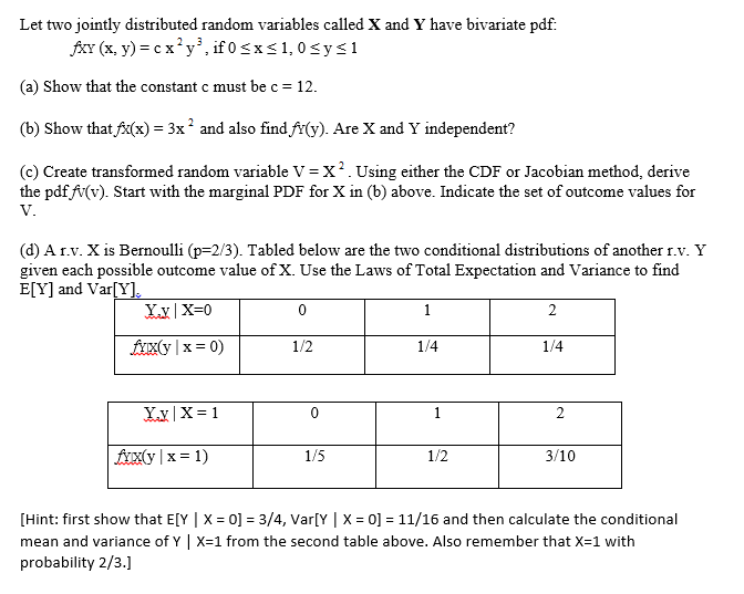 Solved Let Two Jointly Distributed Random Variables Calle Chegg Com