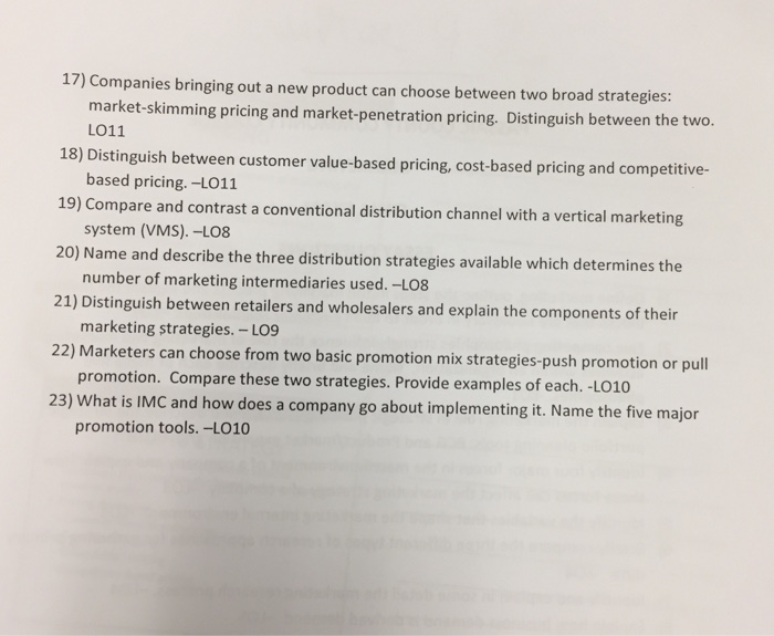 essay questions about marketing