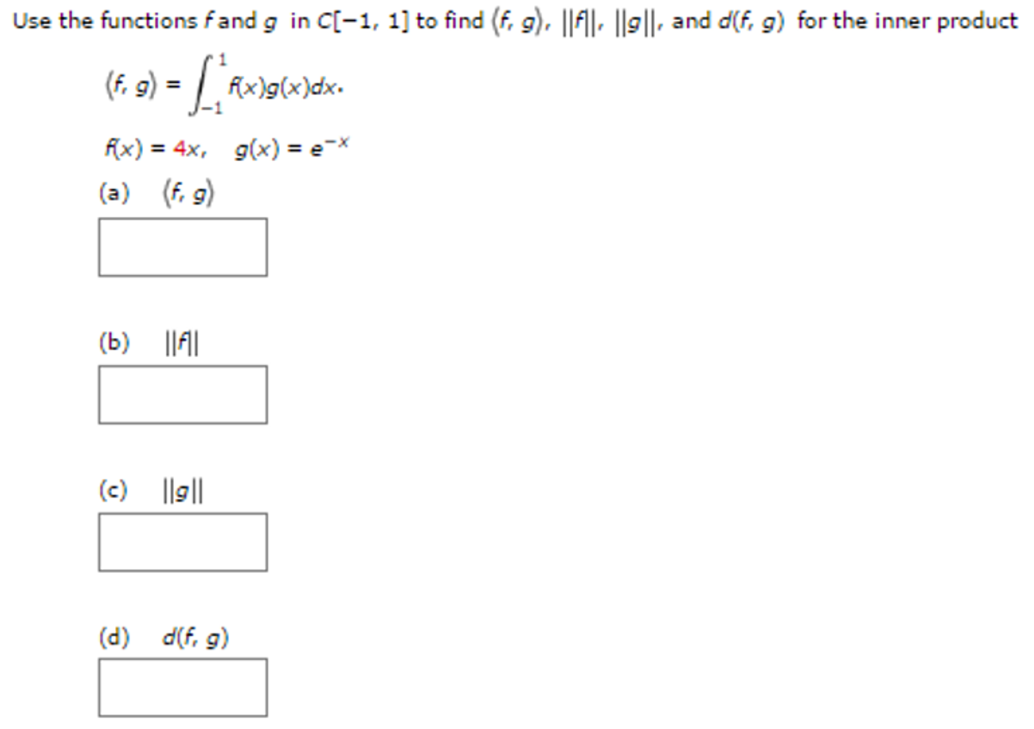 Use The Functions F And G In C 1 1 To Find F G Chegg Com