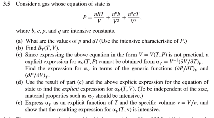 Solved Consider A Gas Whose Equation Of State P Nrt V Chegg Com