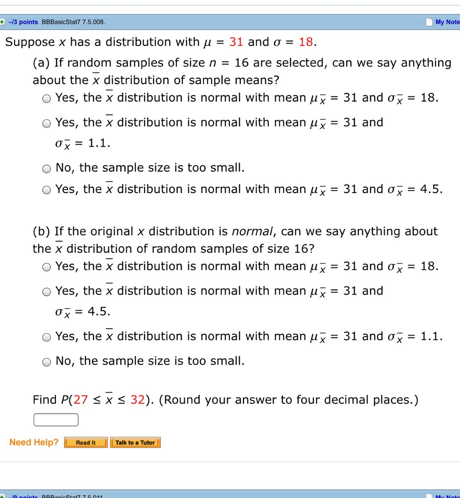 Solved 3 Points basicstat7 7 5 008 My Note Suppose X Chegg Com