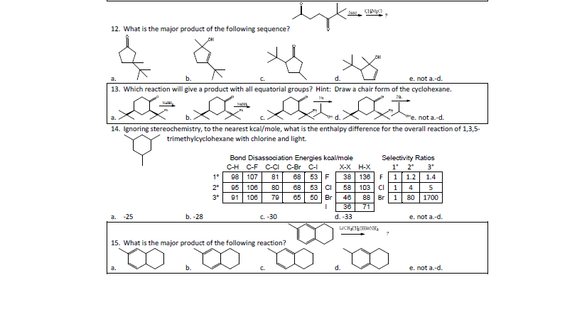 12 What Is The Major Product Of The Following Seq