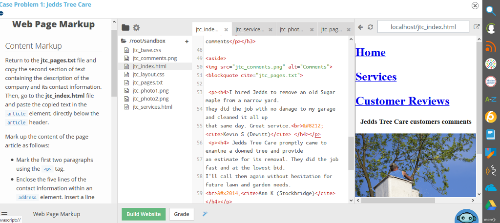 Solved: Tutorial 1: Case Problem 1: Jedds Tree Care Web Pa ...