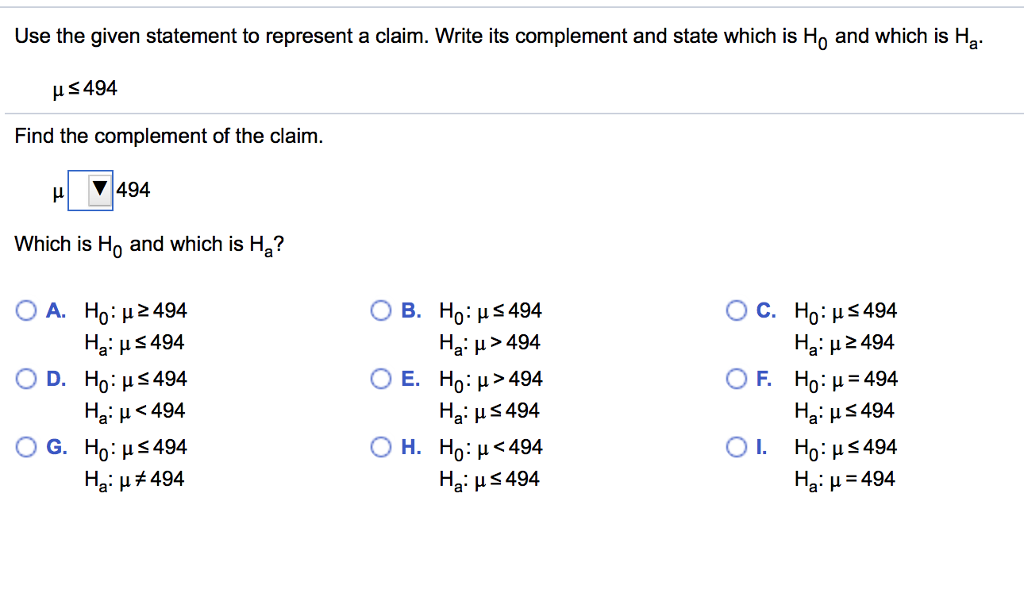 Solved Use The Given Statement To Represent A Claim Writ Chegg Com