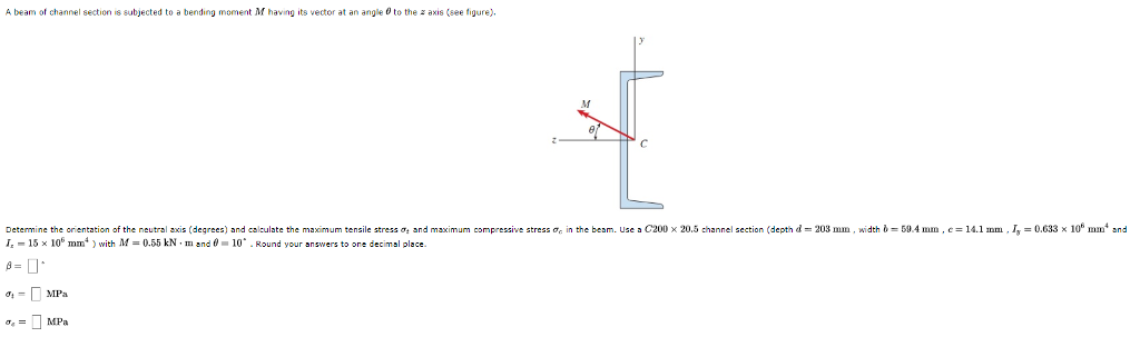 Solved A Beam Of Channel Section怡subjected To A Bending Chegg Com