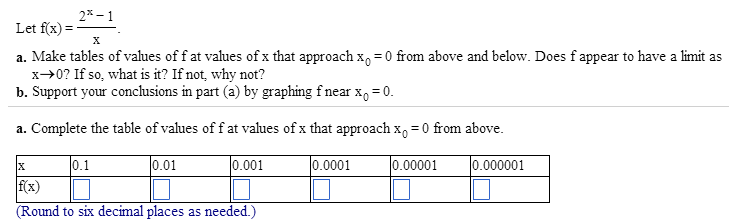 Solved Let F X 2x 1 X Make Tables Of Values Of Fat Va Chegg Com