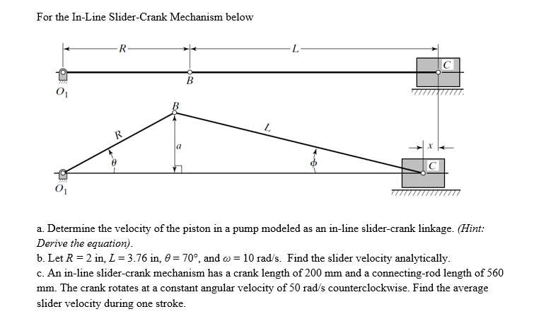 Solved For The In Line Slider Crank Mechanism Below X Chegg Com