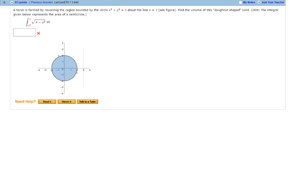 Solved A Torus Is Formed By Revolving The Region Bounded By Chegg Com