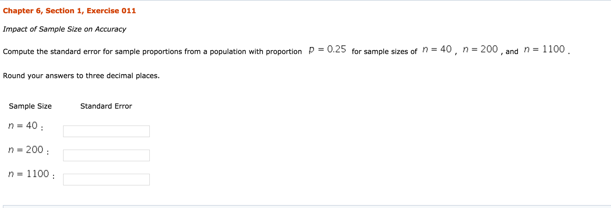 calculate standard error of sample proportion