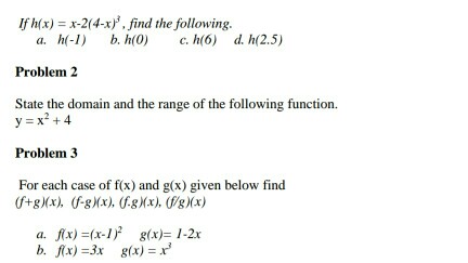 If H X X 2 4 X 3 Find The Following H 1 Chegg Com