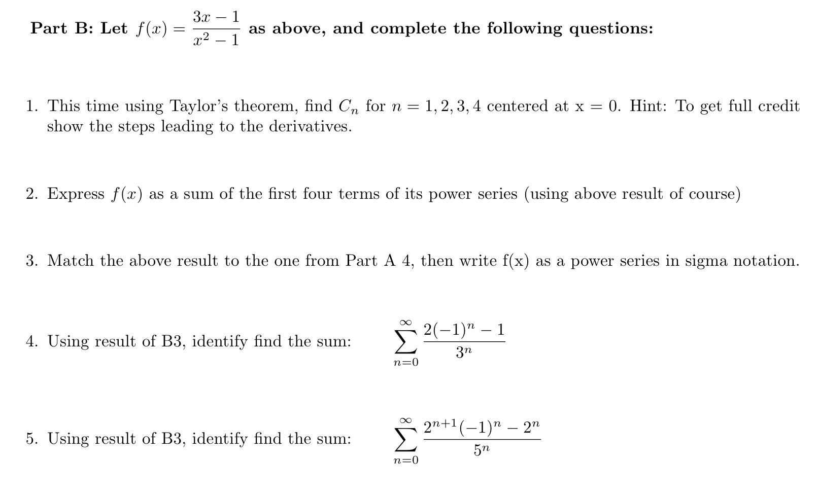 Part B Let F X 3x 1 X 2 1 As Above And Complete Chegg Com