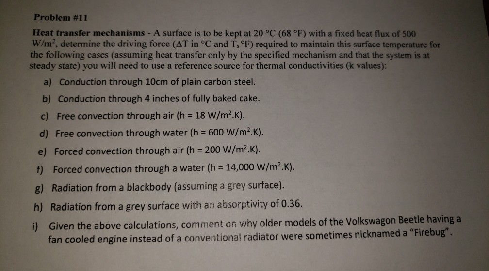 Solved Problem #11 Heat transfer mechanisms - A surface is | Chegg.com