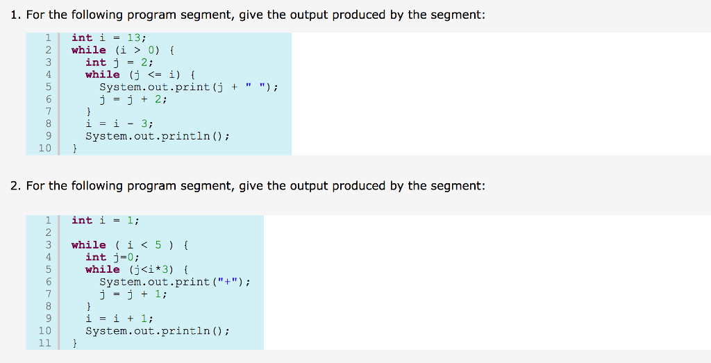 1 For The Following Program Segment Give The Output Chegg 