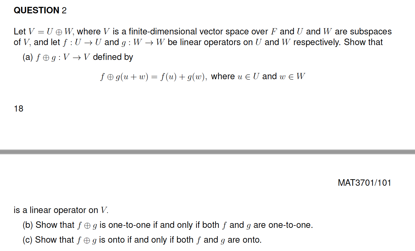 Solved Let V U W Where V Is A Finite Dimensional Vecto Chegg Com