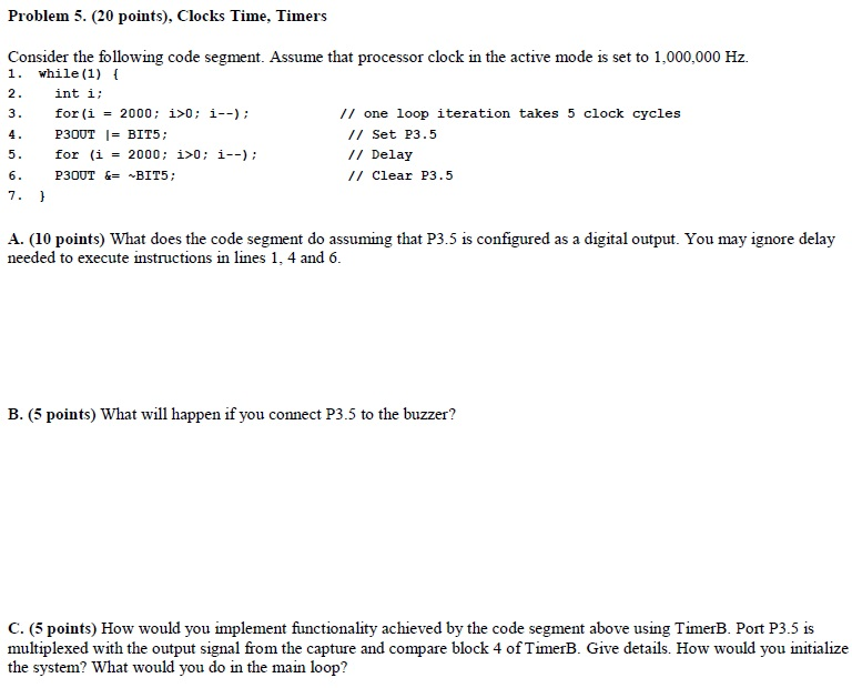 Solved Clocks Time Timers Consider The Following Code Chegg Com