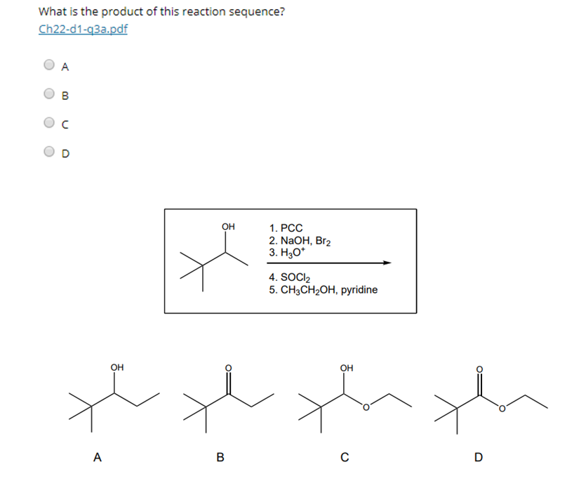 Solved What Is The Product Of This Reaction Sequence 8 O D Chegg Com