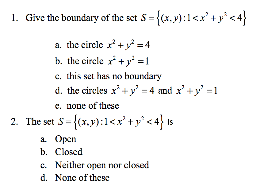 Solved Give The Boundary Of The Set S X Y 1 X2 Y Chegg Com