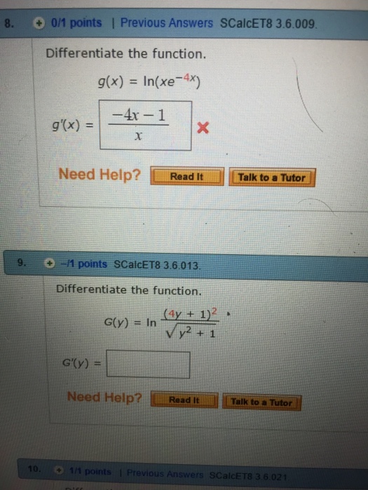 Solved Differentiate The Function G X Ln Xe 4x G X Chegg Com
