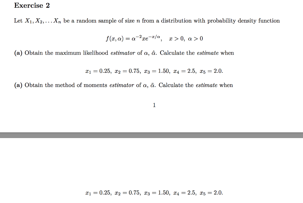 Solved Exercise 2 Let Xi X2 Be A Random Sample Of Chegg Com