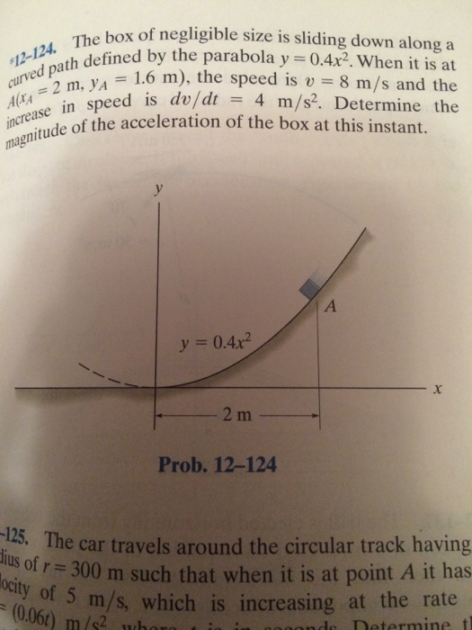 Solved The box of negligible size is sliding down along a | Chegg.com