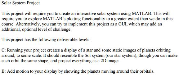 Solar System Project This Project Will Require You