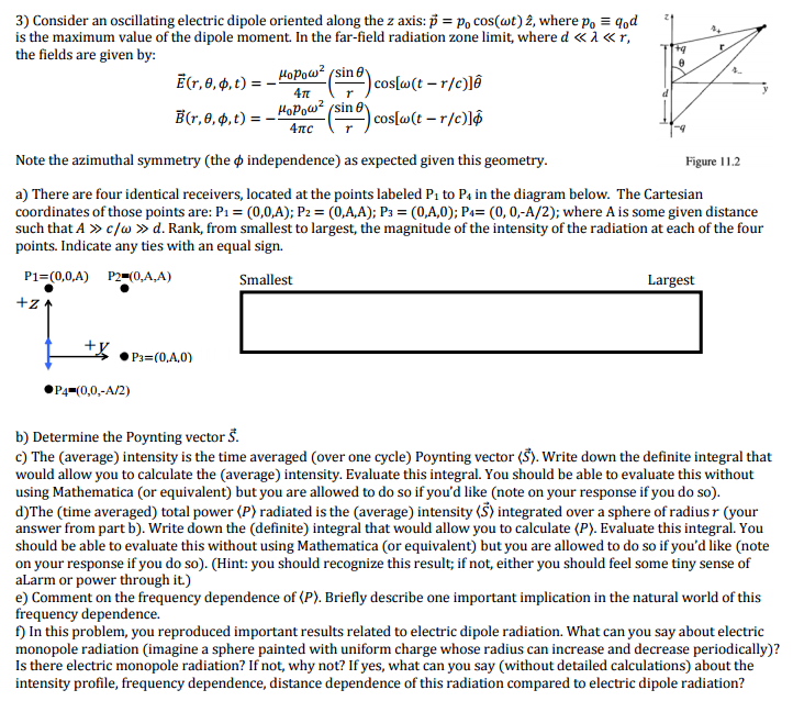 Solved Consider An Oscillating Electric Dipole Oriented A Chegg Com