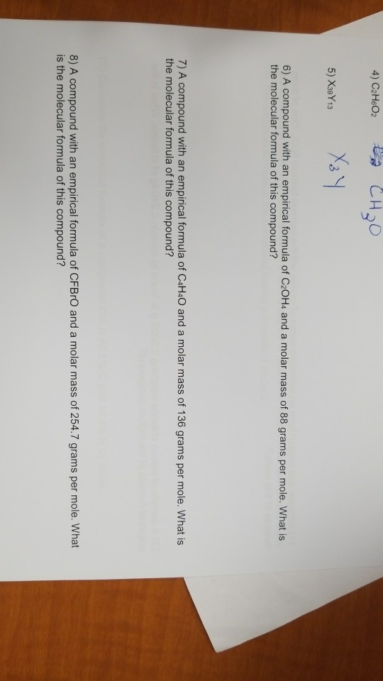 Solved 3 5 X39y13 6 A Compound With An Empirical Formul