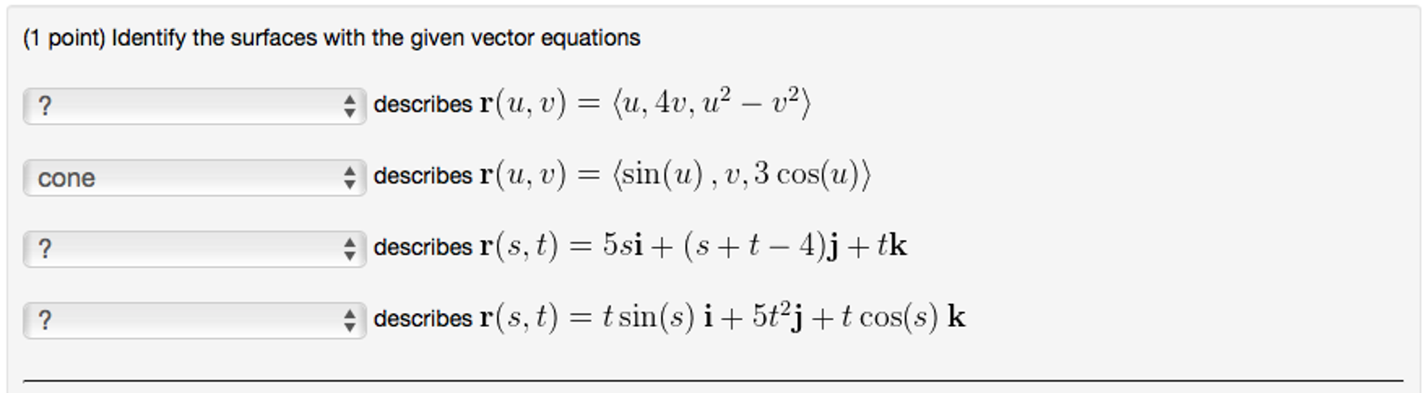 Solved Identify The Surfaces With The Given Vector Equati Chegg Com