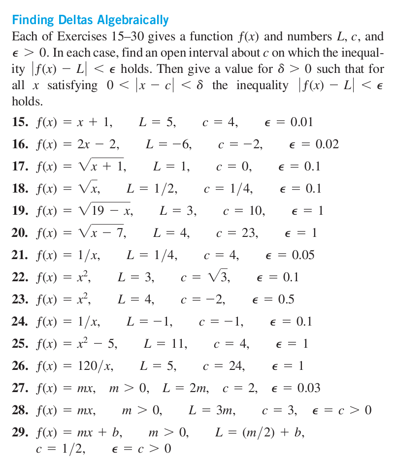 Solved Finding Deltas Algebraically Each Of Exercises 15 Chegg Com