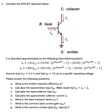Solved 2 Consider The Npn Bjt Depicted Below C Collect Chegg Com