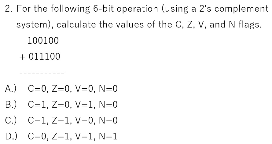 Solved 2. For the following 6-bit operation (using a 2's
