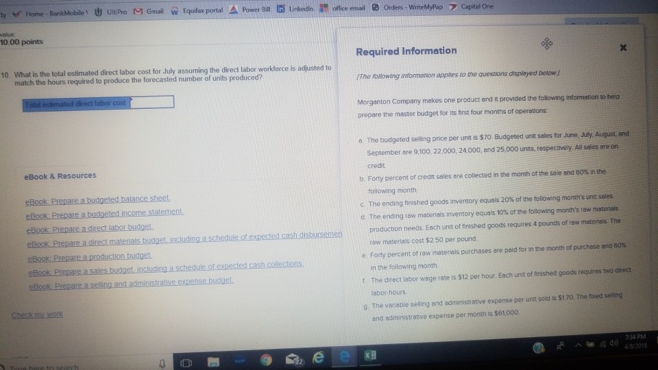 Solved ty Horne-BankMobile,?UltiPro M Gmail w Equifax portal | Chegg.com