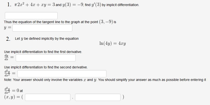 Solved If 2x 2 4x Xy 3 And Y 3 9 Find Y 3 By Chegg Com