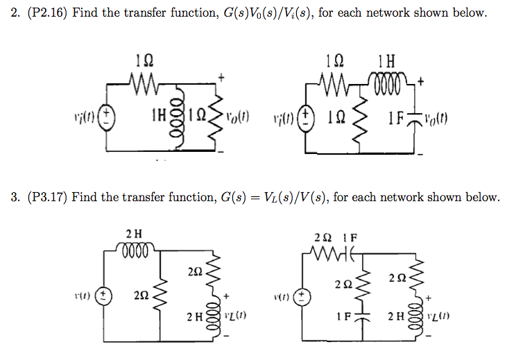 Solved Find The Transfer Function G S V0 S Vi S For E Chegg Com