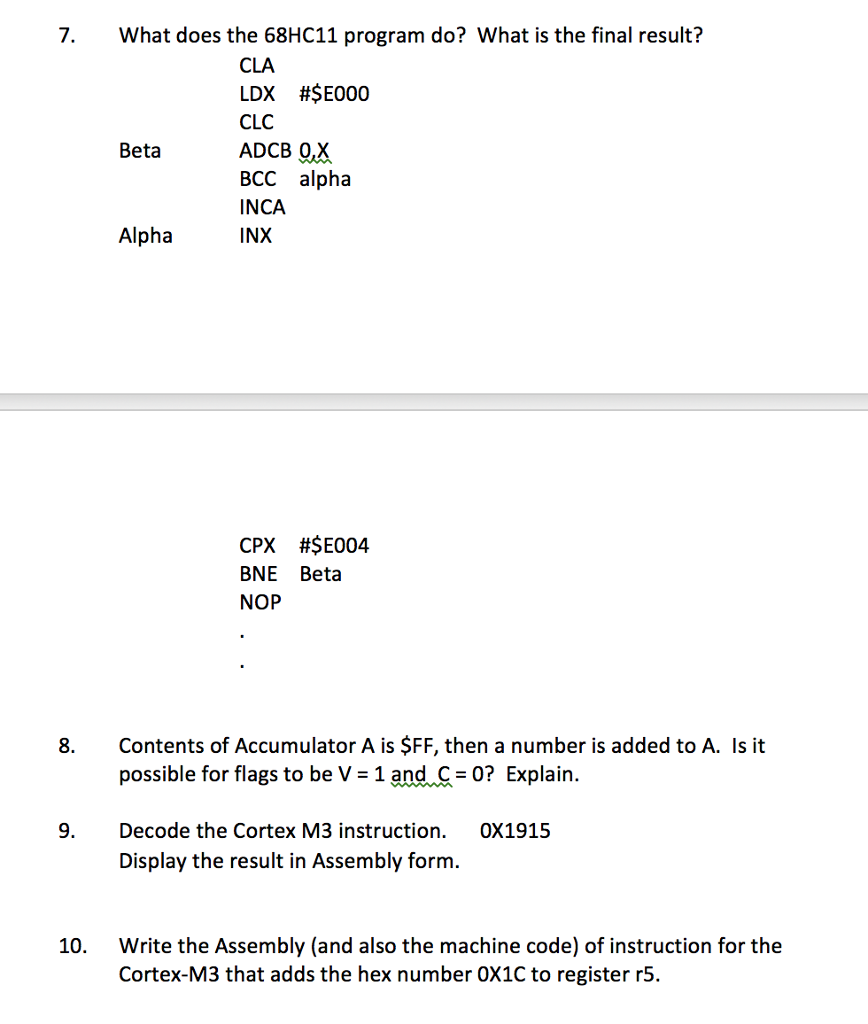 7 What Does The 68hc11 Program Do What Is The Fin Chegg Com