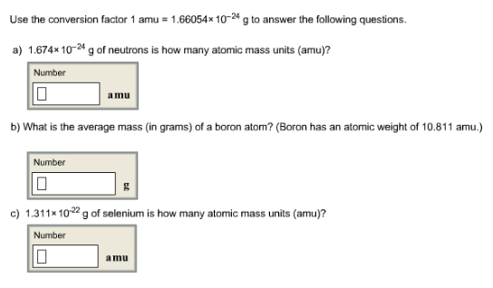 atomic mass unit conversion