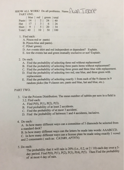 Solved Find Each P Non Red Or Pants P Non Blue And Pant Chegg Com