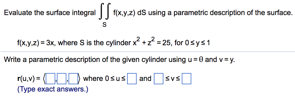 Solved Give A Parametric Description Of The Form R U V Chegg Com