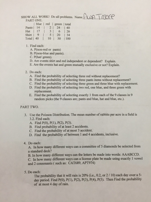 Solved Find Each P Non Red Or Pants P Non Blue And Pant Chegg Com