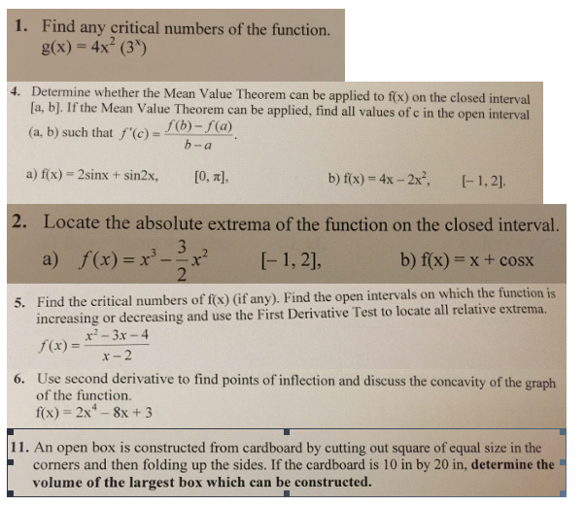 Find Any Critical Numbers Of The Function G X Chegg Com