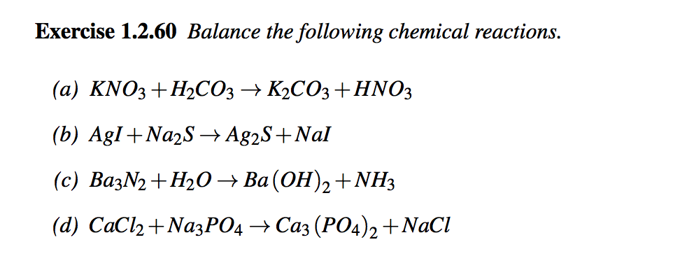 Solved Exercise 1.2.60 Balance The Following Chemical Rea