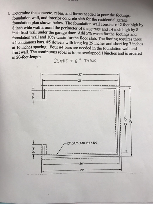 Solved Determine The Concrete Rebar And Forms Needed To