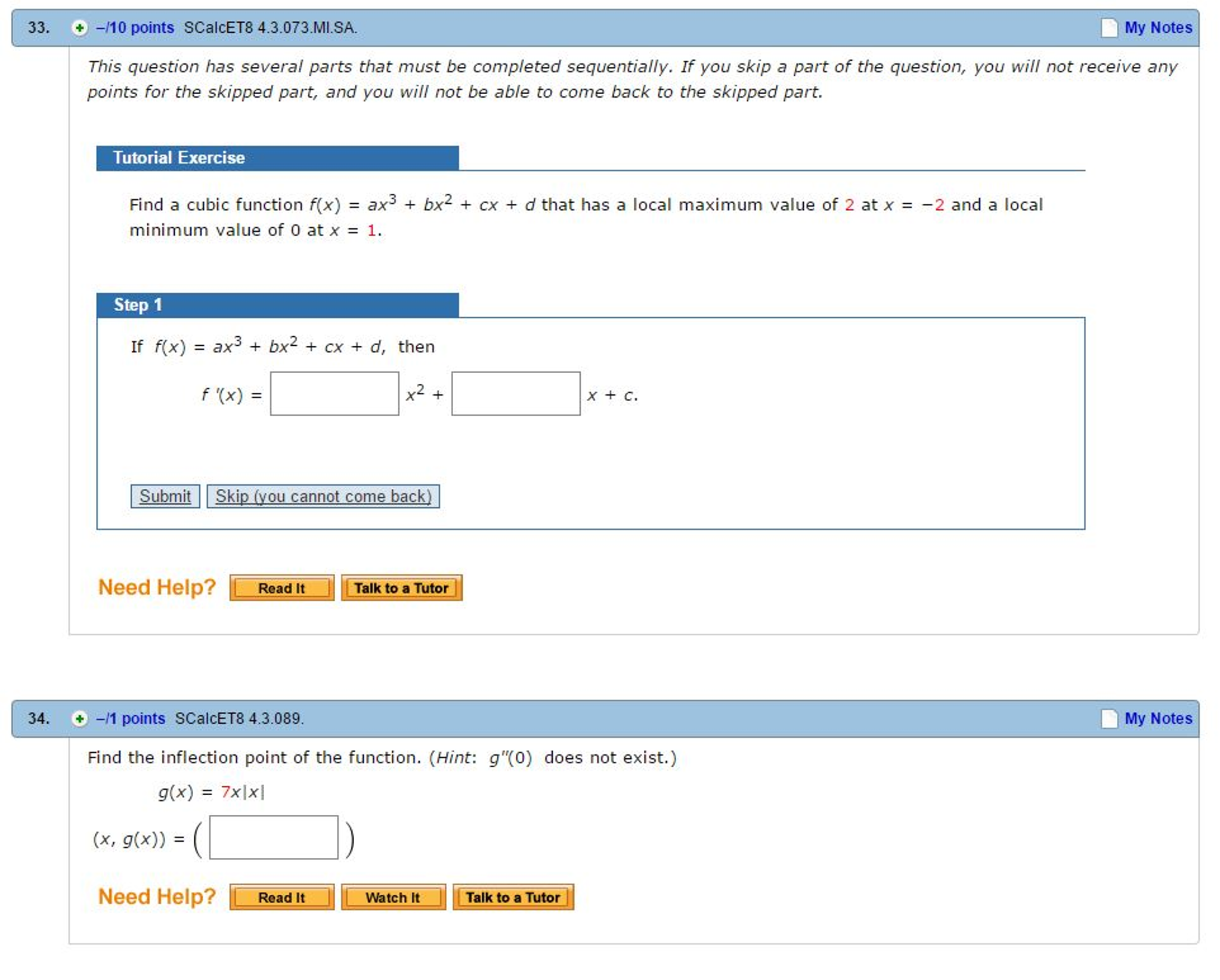 Solved Find A Cubic Function F X Ax 3 Bx 2 Cx D Chegg Com