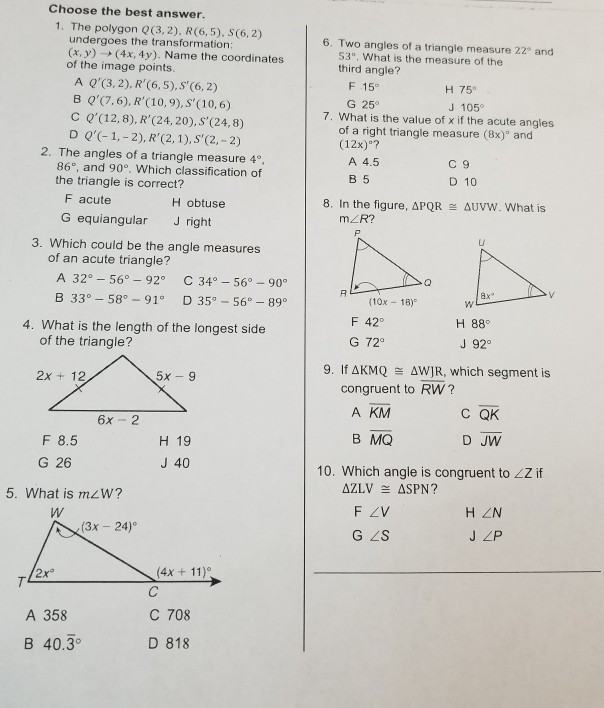 Solved Choose The Best Answer 1 The Polygon Q 3 2 R Chegg Com