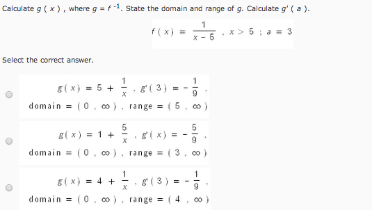 Calculate G X Where G F 1 State The Domain And Chegg Com