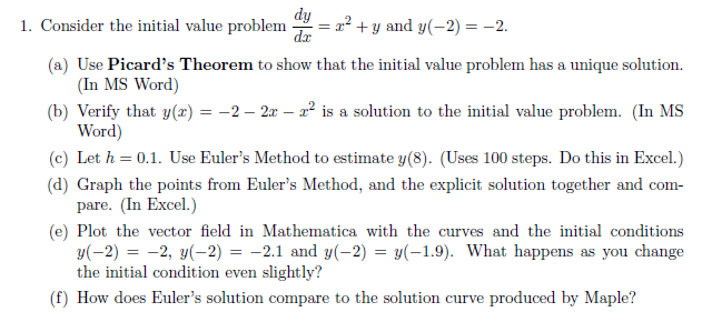 Solved Consider The Initial Value Problem Dy Dx X 2 Y Chegg Com