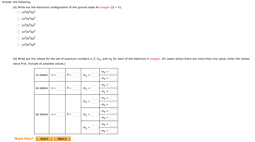 Solved Answer The Following A Write Out The Electronic Chegg Com