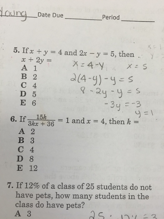 Solved If X Y 4 And 2x Y 5 Then 6 If 1 And X Chegg Com