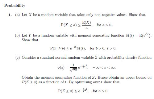 Solved Probability 1 A Let X Be A Random Variable That Chegg Com