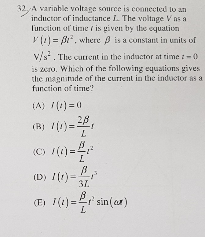 Solved 32 A Variable Voltage Source Is Connected To An In Chegg Com